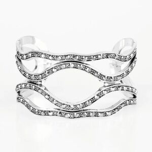 Paparazzi - Speaks Volumes  - Silver Frame Hematite Rhinestone Cuff Bracelet